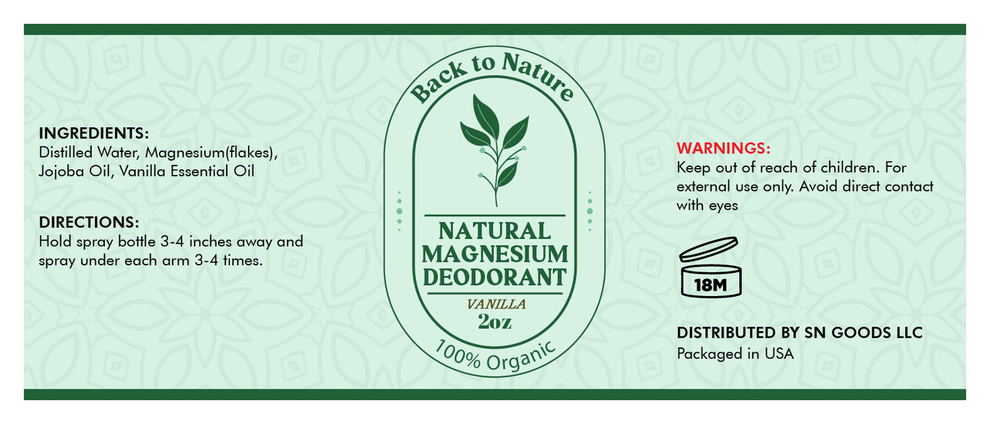 Back To Nature's 100% Organic All-Natural Deodorant