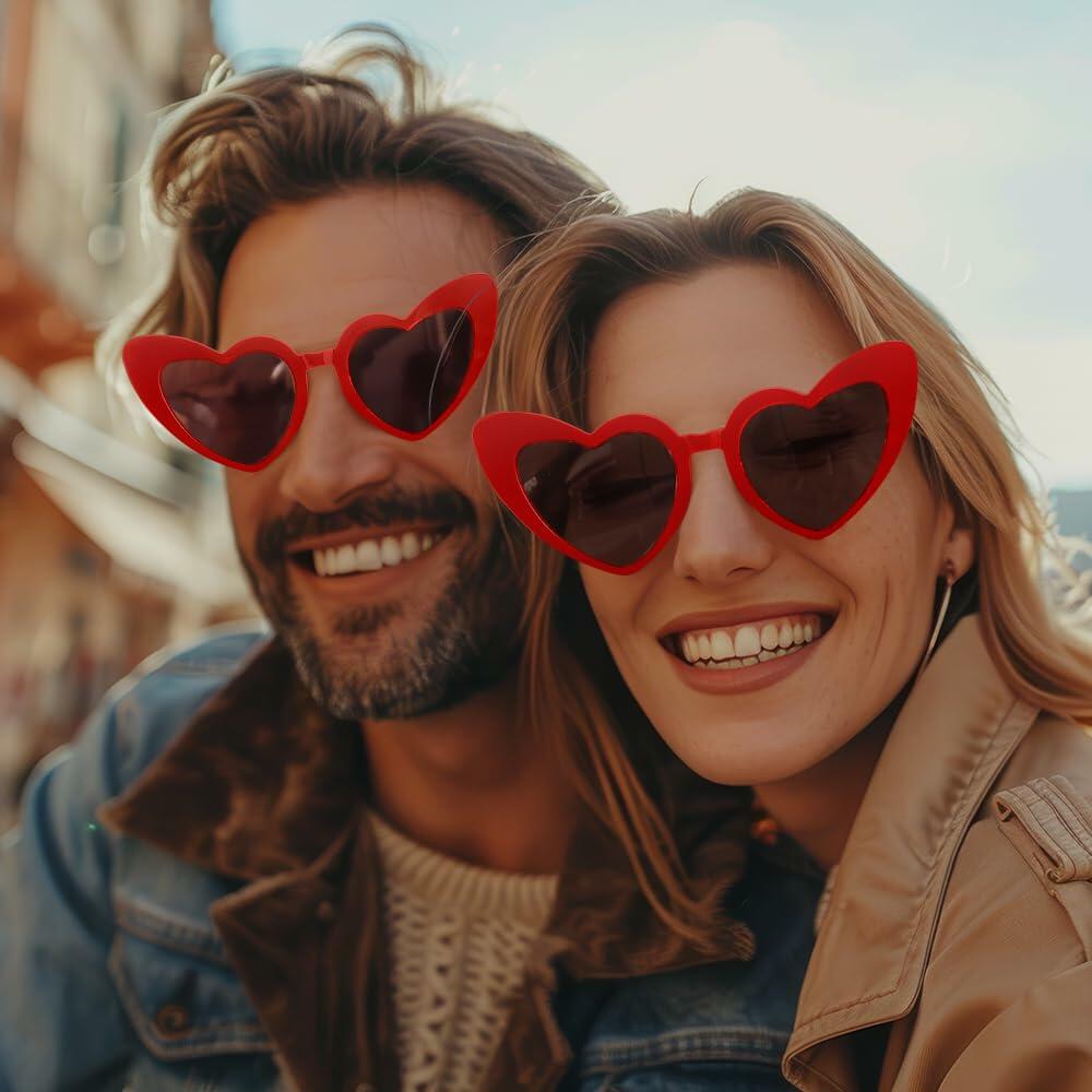 Red Heart Sunglasses Women Heart Shaped Fun Costume Accessories Party