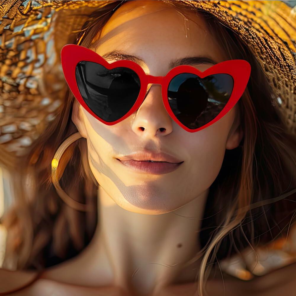 Red Heart Sunglasses Women Heart Shaped Fun Costume Accessories Party